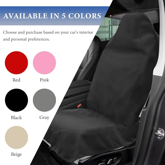 Car Towel Seat Cover, Waterproof Sweating Towel Non-Slip Front Seat Protector, Universal Soft Carseat Protective Cover for Gym Workout Running Swimming, Car Accessories (Black) - Image 5