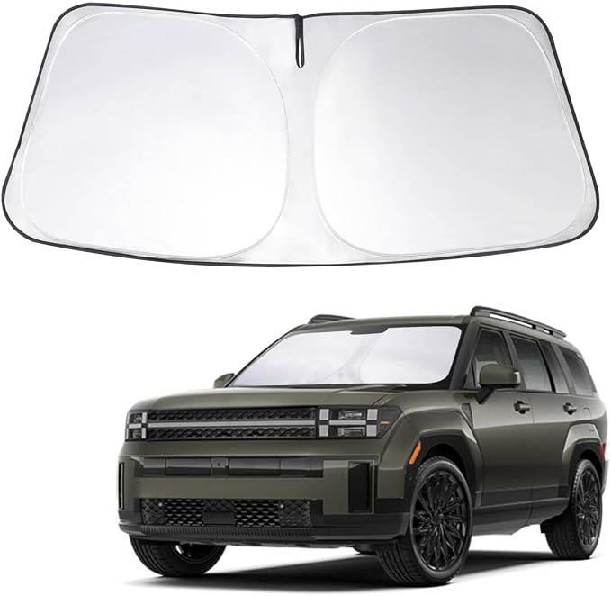 Front Windshield Sun Shade Foldable Front Window Sun Shade Visor Custom Fit for 2024-2026 Hymdai Santa Fe Block UV Rays Heat Sun Shield Keep Car Cooler Car Accessories - Image 8