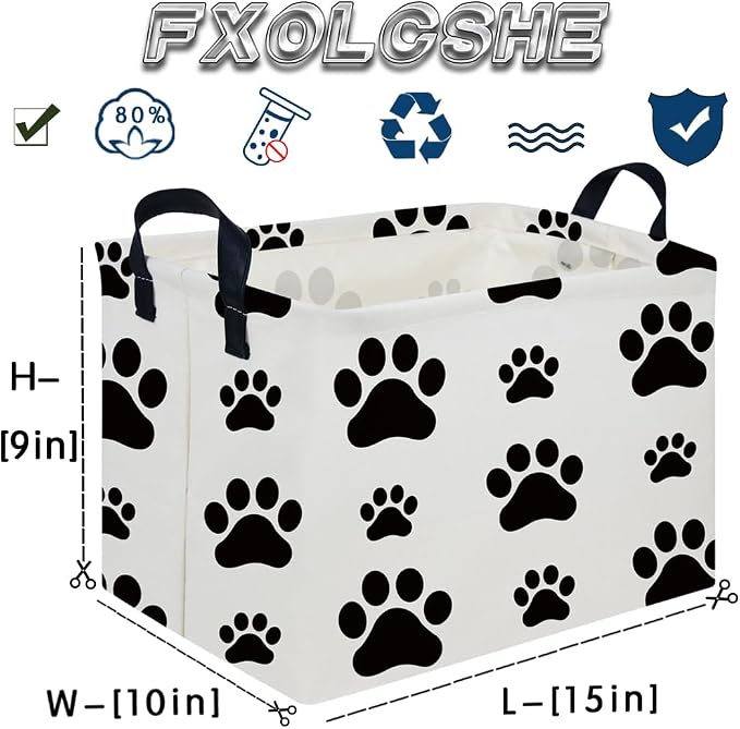 Rectangular Dog Basket,Nursery Hamper,Collapsible canvas kids toy storage box,Kids room storage basket,Gift Basket(Dogs) - Image 7