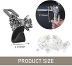 2 PCS Bling Car Seat Headrest Hooks, S Type Crystal Rhinestone Bow Vehicle Seat Back Storage Hooks for Purses Bags Groceries, Universal Diamond Car Rear Seat Organizer (Black) - Image 2