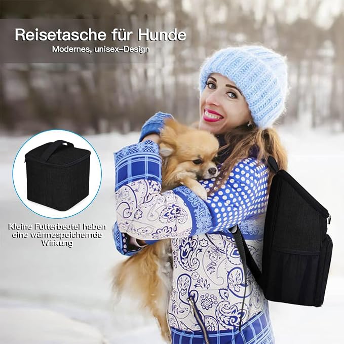 BAGLHER丨Dog Travel Bag, Airline Approved Pet Supplies Backpack, Dog Travel Backpack Accessories Set with 2 Silicone Collapsible Bowls and 2 Food Baskets. Black - Image 7