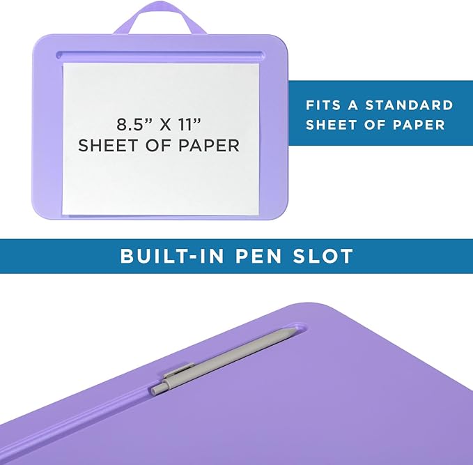 LAPGEAR Compact Lap Desk – Purple Amethyst, Fits 14" Laptops | Microbead Cushion, Built-In Pencil Slot, Carry Handle, Fits Standard Letter-Size Paper (8.5" × 11") - Image 4