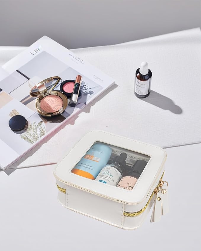 Small Clear Makup Bag, Clear Cosmetic Bags with Zipper Waterproof Small Travel Cosmetic Case Cute Make Up Pouch Mini Car Essentials for Women Travel Car Organizer - Image 3
