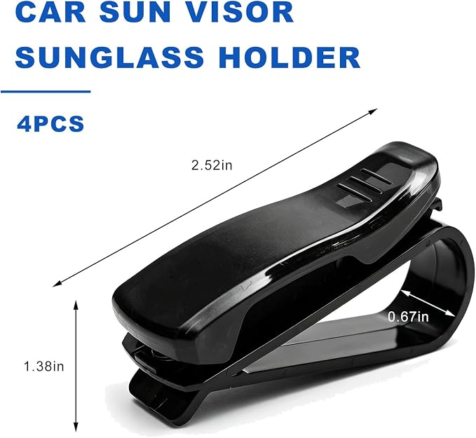 4 PCS Sunglass Holder for Car Sun Visor, Vehicle Interior Visor Eyeglasses Hanger with Sponge Pad, One-Handed Operation Sun Shade Glasses Organizer for Car SUV Truck - Image 2