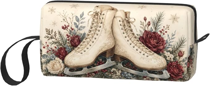 Ice Skate Small Makeup Bag, 600D Oxford Cosmetic Pouch for Women | Ice Skate Cosmetic Bag, Double-Sided Printed Toiletry Pouch with Foam Padding for Women, Travel, Gym, Weekend and Daily Use - Image 2