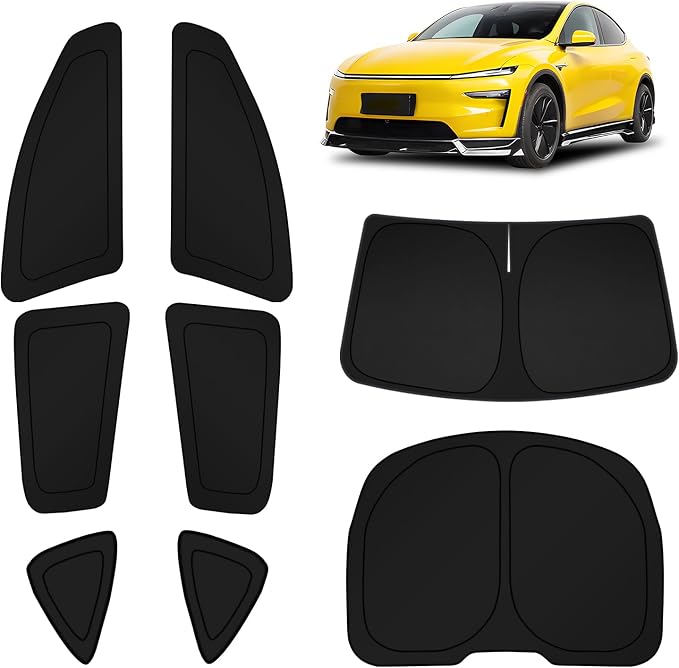 KUST Car Window Shades for Tesla Model Y 2020-2024(Not for Juniper) Windshield Sun Shade Side Window Cover UV Block Privacy Protection Accessories for Camping Blackout Rear Back Full Set 8PCS by KUST