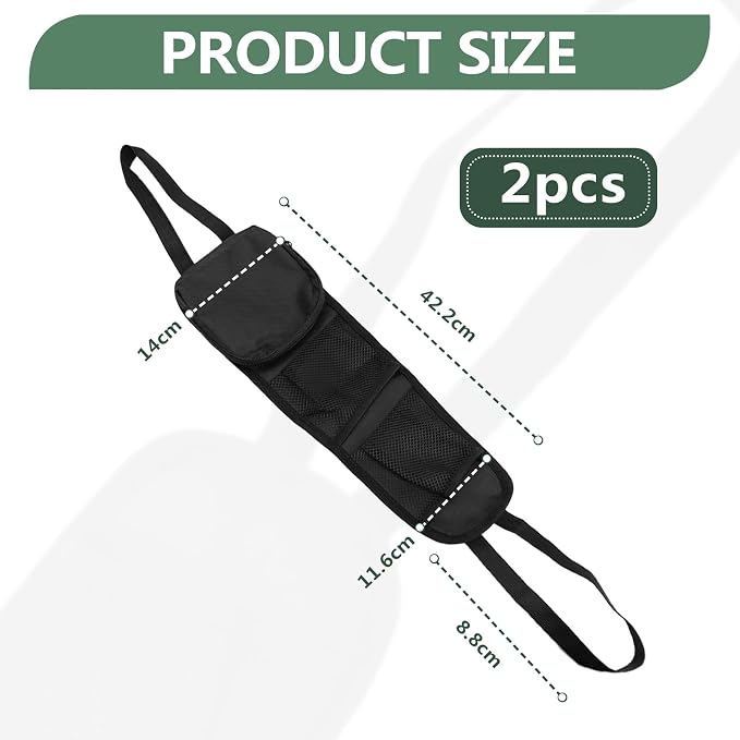 KEVWR 2 PCS Car Seat Side Organizer, Multifunctional Stuff Holder with Mesh Net Pocket, Auto Seat Storage Hanging Bag For Cars, SUVs, Trucks. Can Hold Mobile Phone, Wallet, Glasses (Black) - Image 2