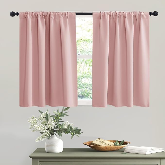 RYB HOME 54 inch Blackout Curtains for Living Room Bedroom, Rod Pocket | Thermal Insulated, Room Darkening, Temperature Balance, Shades for Studio Dorm Rental Room, W42 x L54, Peach Blush, 2 Panels by RYBHOME