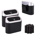 Ginsco Mini Car Trash Can with Lid, Small Car Garbage Can, Cute Leakproof ABS Car Trash Bin, Car Accessories for Interior, Garbage Bin for Car, Home, Office with 120pcs Trash Bags Black/Silver by Ginsco