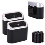 Ginsco Mini Car Trash Can with Lid, Small Car Garbage Can, Cute Leakproof ABS Car Trash Bin, Car Accessories for Interior, Garbage Bin for Car, Home, Office with 120pcs Trash Bags Black/Silver by Ginsco