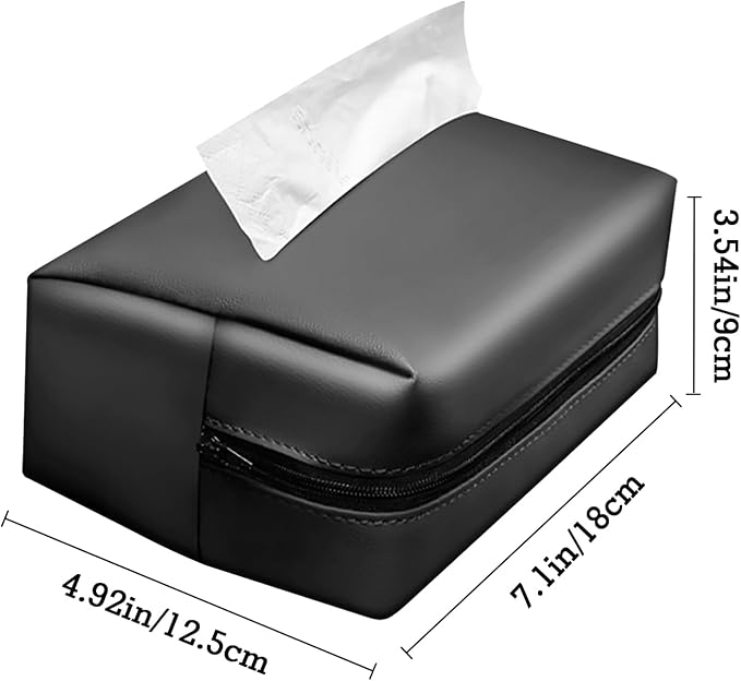 Car Tissue Holder, Car Standard Tissue Holder, Upgraded PU Leather Multi-Functional Car Tissue Box, Keep Car Tidy, for Sun Visor, Backseat, Armrest, Center Console (Black) - Image 9