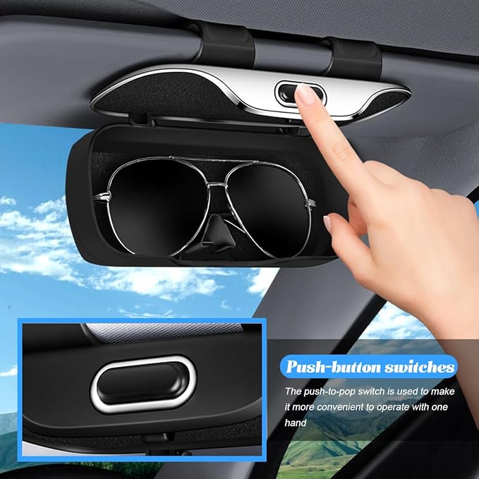 Sunglasses Holder for Car Sun Visor, Convenient Vehicle Visor Eyeglasses Organizer Case, Automotive Interior Glasses Hanger Protective Storage Box, Universal for Vehicles (Gray) - Image 6