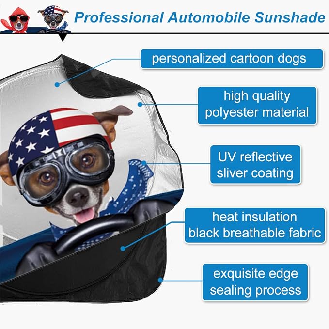 Car Windshield Sunshade, KANCOKIT Cartoon Pattern Auto Sun Shade Foldable for Front Window Sun Visor Protector UV Ray Reflector Shield to Keep Vehicle Cool Protect Kids Baby & Pets (59 x 33.5 Inch) - Image 2