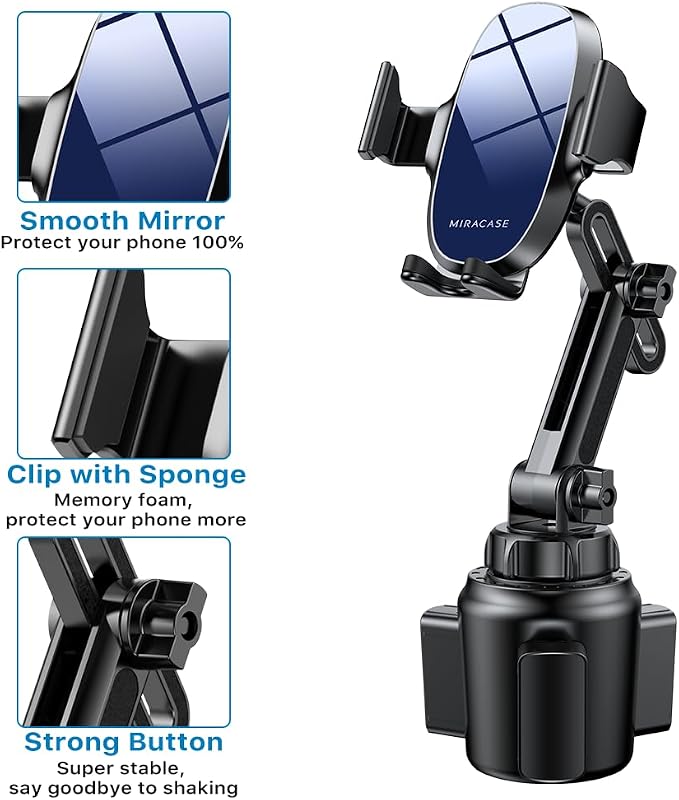 miracase Universal Cup Phone Holder for Car, [Upgraded Version] Adjustable Long Neck Car Cup Holder Phone Mount Cradle Friendly Compatible with iPhone Samsung Google and All Smartphones, Blue - Image 4
