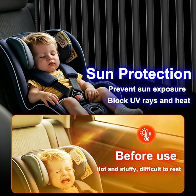 Magnetic Car Side Window Sun Shades for Breastfeeding, Taking a nap, Camping (Back Seat 4pcs) - Image 5