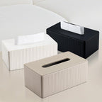KINGFOM PU Leather Tissue Box Cover Rectangular Tissue Box Holder with Magnetic Bottom, Napkin & Facial Tissue Holder Dispenser for Home, Office for Standard 120-count/160-count (2-Ply) Beige Stripe - Image 7