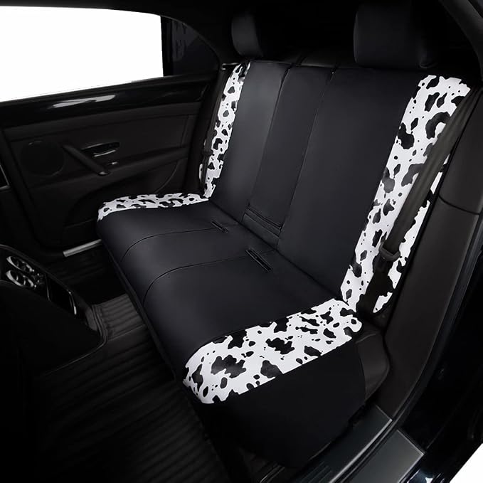Flying Banner car seat Covers Protects Water Proof Faux Leather Carbon Fiber Fronts Rear Bench Covers (Cow Black, Full Set - Combo Pack) - Image 6