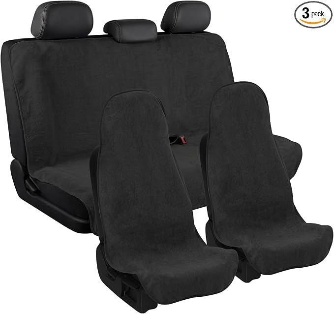 Waterproof Car Seat Cover Full Sets Interior Sets Universal Fits Car Sweat Towel for Trucks SUV Van Car Seat Protector Black Protector Cloth Seats Pack of 3 by COLINOO