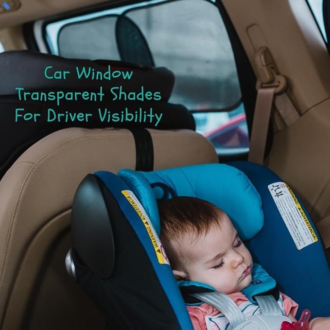Car Window Shades - Certified 99.79% UVA & 99.95% UVB Sun Protection. Award Winning car Sun Shade for Side Windows. 4 Pack Transparent Shades 22" x 14" - Window Shade for car Baby by Kinder Fluff - Image 2