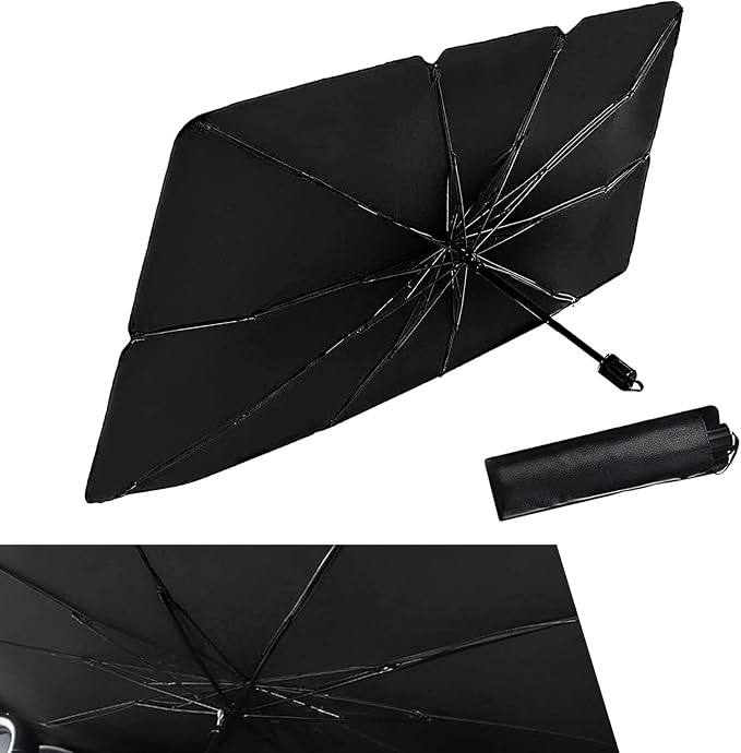 1 PC Car Sunshade Umbrella, Windshield Sun Shade with UV Block, Foldable Reflective Sunscreen Front Window Cover, Universal for Most Cars, Trucks, SUVs (55"x 31" Sliver #B) by Unknown