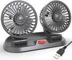5V Dual Head Car Fan, Portable Vehicle Cooling Fan with 2 Speeds, 360° Rotatable Adjustable Dashboard Air Circulator for SUV, RV, Truck, Sedan, Cruise, Cigarette Lighter Powered USB Fan by Unknown