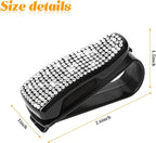 HZEL 2PCS Bling Sunglasses Holder for Car Visor, Crystal Rhinestone Sun Visor Eyeglasses and Ticket Card Mount Clip, Shiny Diamond Auto Glasses Hanger Holder, Universal for Vehicles (White) - Image 2