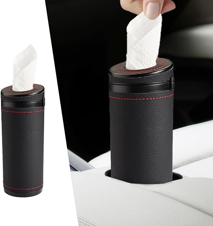 Car Tissues Holder, Multifunctional Tissue Cylinder Boxes, Car Tissues Canned, Travel Tissue Tubes, Car Box Container Fit for Car Cup Holder Home Bathroom Office (Black) by Unknown