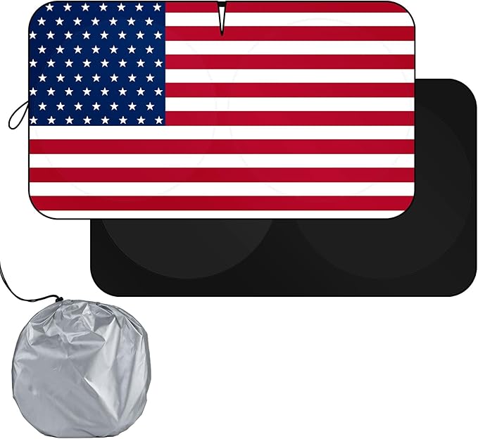 Windshield Sun Shade Original American Flag USA Patriotic Design - Folding Car Front Window Sunshade for Cars SUV Trucks, Max UV Blocking and Keep The Vehicle Cool XL by SEPORUD