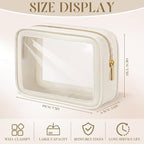 Hsei 6 Pcs Clear Makeup Bags Diaper Bag Organizer Travel Toiletry Bags with Zipper Clear Cosmetic Organizer Car Storage Pouch Bridesmaid Gift for Women Beach Vacation (Beige) - Image 2