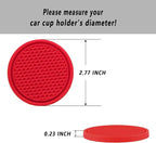 ZSDY Car Cup Coaster, 4PCS Universal Auto Non-Slip Cup Holder Embedded in Ornaments Coaster, Car Interior Accessories Sets, Red - Image 2