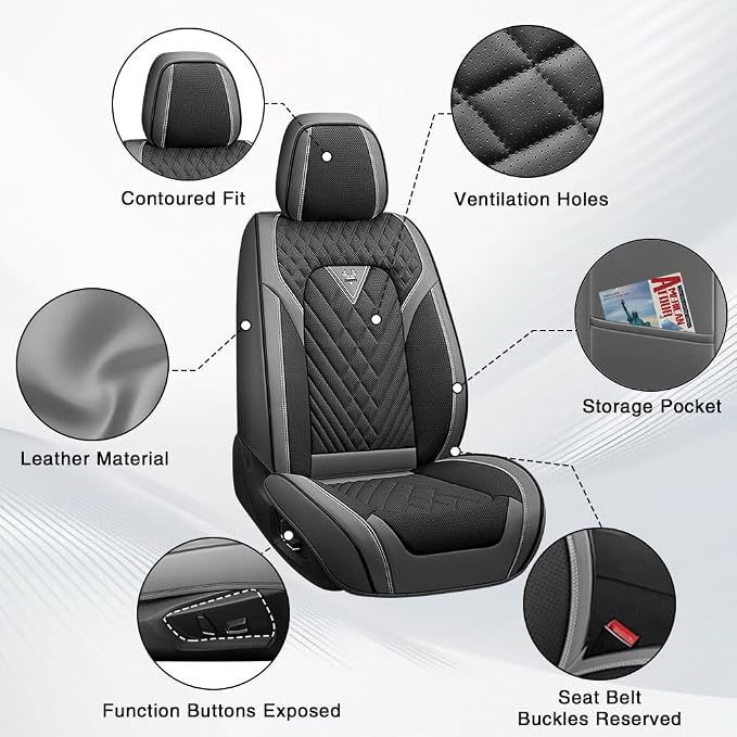 Fit for Toyota RAV4 Hybrid Seat Covers 2016-2025,Premium Leather, 360° Full Protection, Thick Padding & Memory Foam, Waterproof & Stain-Resistant Car Seat Cover (5 Seat,Gray&Black) - Image 6