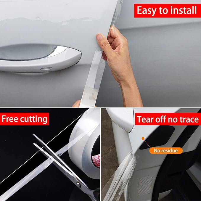 Storystore Car Door Edge Guard, 2.7 in x 33 Ft Clear Door Edge Protector | Self-Adhesive Protective Strip for Door Edges, Door Sills, Bumpers, Scratch and Chip Protection - Image 2