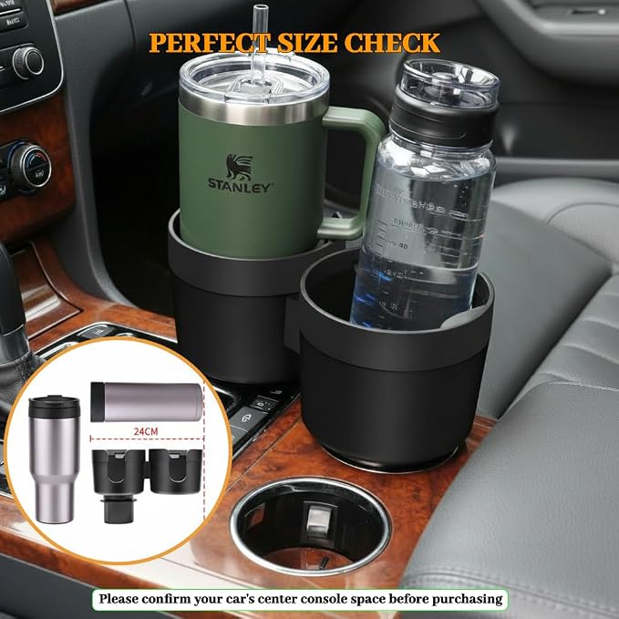Water Cups Holder Expanders 2 in 1 Cup Holders Drinks Storage Expander Case for Cars Trucks Autos Universal Car Cup Holder for,Insert with Expandable Base, Fits Yeti, Hydroflask, Large Water Bottles - Image 5
