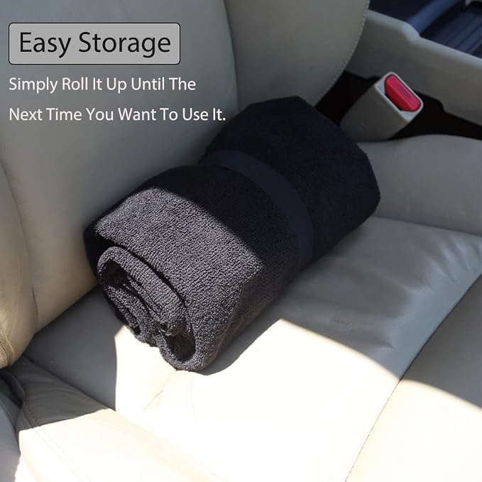 Waterproof Sweating Car Seat Cover for Post Gym Workout, Running, Swimming, Beach and Hiking, Universal Fit Non-Slip Towel Bucket Seat Protector for Cars SUV Trucks, Machine Washable (Black) - Image 5