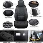 Front Seat Covers Custom Fit for Toyota Tacoma 2001-2026, Black | Lumbar Support, Luxury Faux Leather, Breathable, Anti-Slip, Airbag Compatible, Waterproof, Car Seat Protectors, 1 Row 2 Seats - Image 2