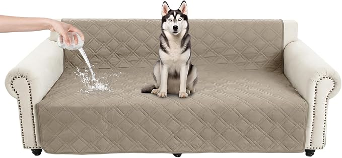 100% Waterproof Washable Dog Blanket，Khaki+Khaki， 52"x82" | ,7-Layer Reversible Couch Covers for Dogs Met for Sofa Furniture Car Camping by Unknown