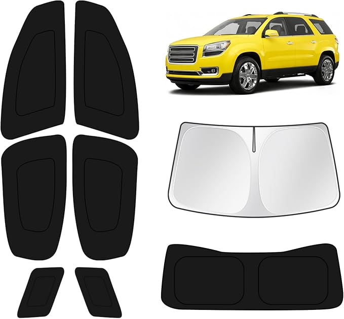 KUST Car Window Shades for GMC Acadia 2017-2022 2023 Windshield Sun Shade Side Window Cover UV Block Privacy Protection Accessories for Camping Blackout Rear Back Full Set 8PCS by KUST
