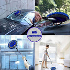 62" Car Wash Brush Mop Kit with Long Handle, 2 in 1 Chenille Microfiber Sponge Mitt Cleaning Detailing Duster for Washing Cars Truck SUV RV Caravans and Household(2 x Mop Head) (Blue) - Image 5