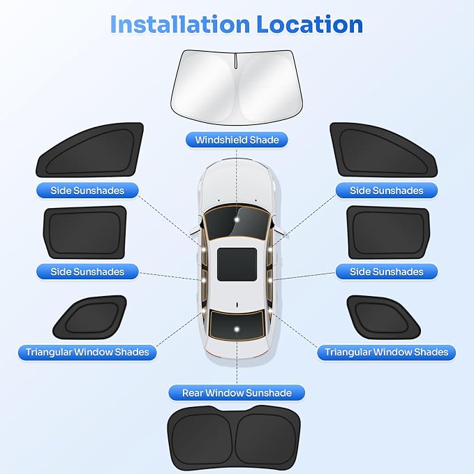 Canvcle Window Shades for 2017-2025 Jeep Compass Accessories Windshield Sun Shade Side Rear Window Covers Sunshade Sun Visor Shield Privacy Protection for Camping Keep Vehicle Cool Black 8PCS - Image 5