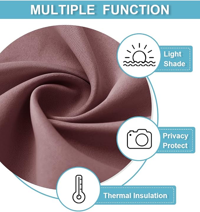 RYB HOME Short Dusty Pink Blackout Curtains for Small Bedroom Window Cafe | Thermal Insulating, UV Blocking, Privacy Protection, Drapes/Tiers for Basement Garage Bathroom, W42 x L36, 2 Panels - Image 5