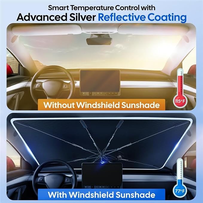 EcoNour Windshield Sunshade & Window Tint for Hyundai Tucson 2022 2023 2024 2025 2026 | Front Windshield Sun Shade UV Protection Heat Blocker | Foldable Car Sun Visor Interior Accessories - Image 7