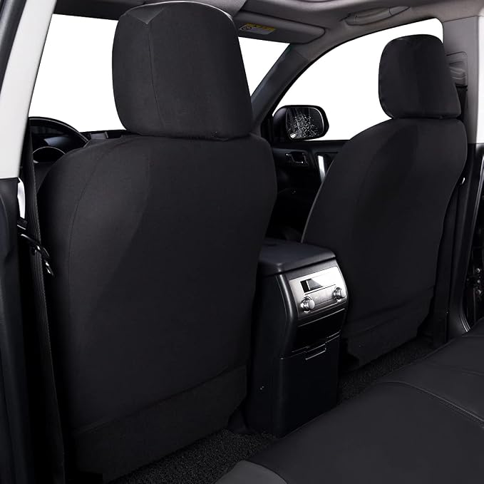 Flying Banner car seat Covers Protects Water Proof Faux Leather Carbon Fiber Front and Rear Bench (Gray Black, Full Set - 9PCS) - Image 4