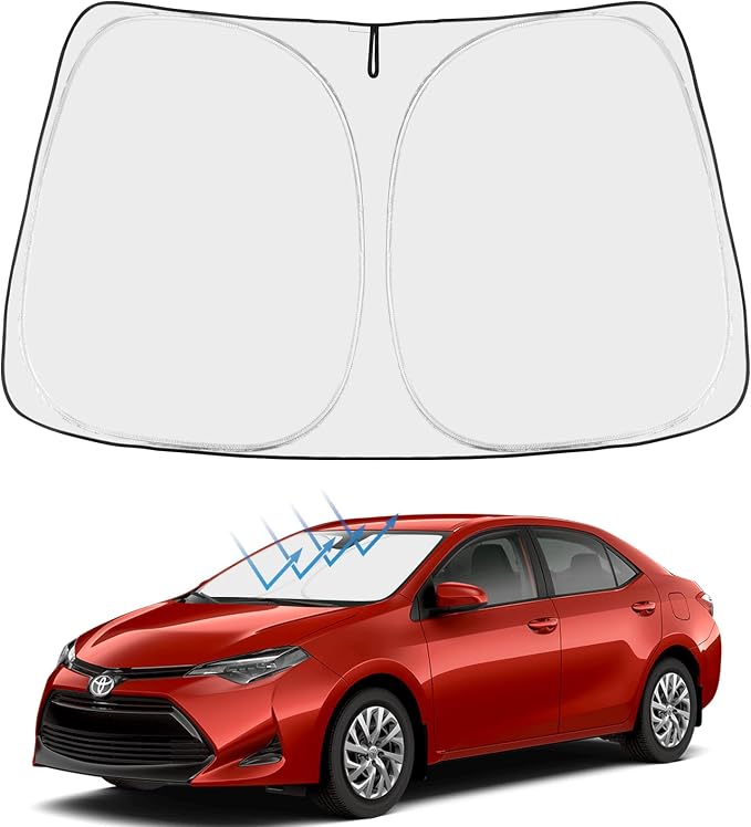 Proadsy Custom Fit Car Windshield Sun Shade for 2014-2019 Toyota Corolla | 240T Heat Shield, Drops Temp 54°F, Blocks 99% UV, Prevents Dashboard Cracking, Summer Parking & Beach Trips, Easy Twist-Fold by Proadsy