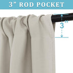 RYB HOME Short Curtains for Bedroom, Room Darkening, Rod Pocket | Thermal Insulated, Summer Heat Light UV Blocking, Triple-weave Fabric, Nursery Kitchen Bathroom, W42 x L48, Natural, 2 Panels - Image 2