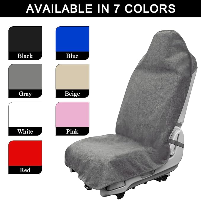 DXNQ Waterproof Car Towel Seat Cover, Sweating Non-Slip Premium Towel Carseat Cover Protector, Universal Soft Machine Washable Car Truck SUV Front Seat Cover for Gym Workout Beach Hiking (Gray) - Image 4