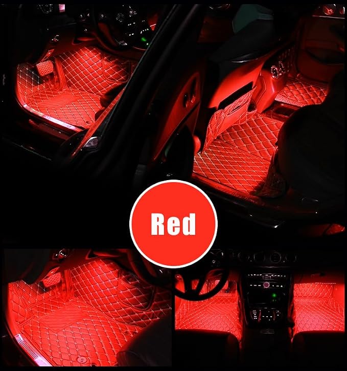 4 in 1 Car Interior LED Ambient Light Kit, Red | 5 Volt USB power, adhesive install, front and rear cables, fits most cars, SUVs, and trucks, car interior accessories - Image 5