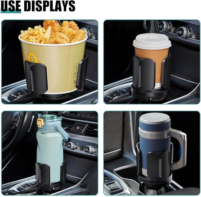 Car Cup Holder Expander, All Purpose Cup Holder Adapter with Adjustable Base, Auto Cup Organizer Expander Holder Compatible with 3.04" to 5.25" Bottles, Mugs, Drinks, Foods (2 PCS) - Image 5