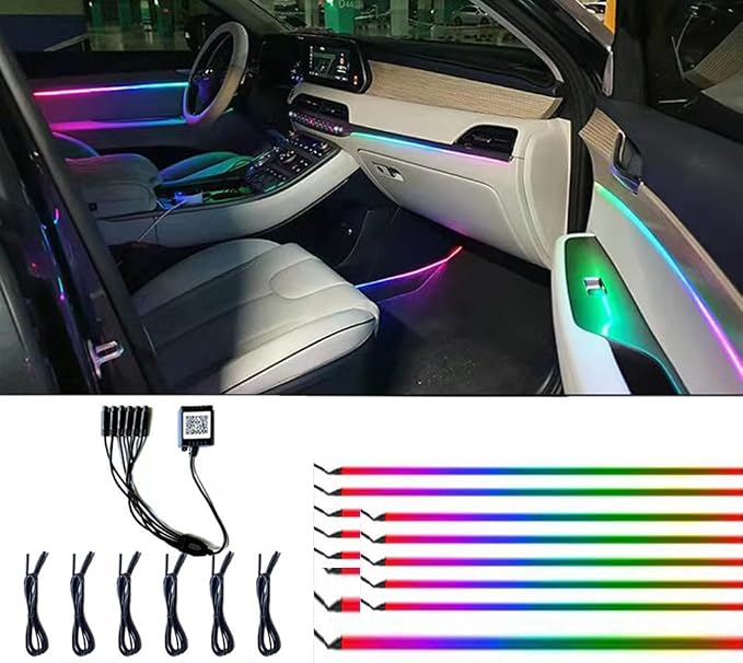 Car Interior led Ambient Lighting, Symphony RGB Car LED Strip Light, 6 in 1 with 204 inches Acrylic Fiber Optic, Multicolor Ambient Lighting Kits, Music Sync Rhythm,Sound Active Function - Image 4