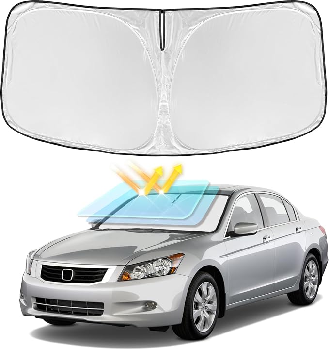 for Honda Accord 2008-2012 Windshield Sun Shade - 4 Layers Car Sunshade | Front Windows Shade Cover Custom Fit Accord 8th Gen Sun Visor 250T Retractable Shade Blocks UV Rays Car Accessories by ZOIBVCARSUNSHADE