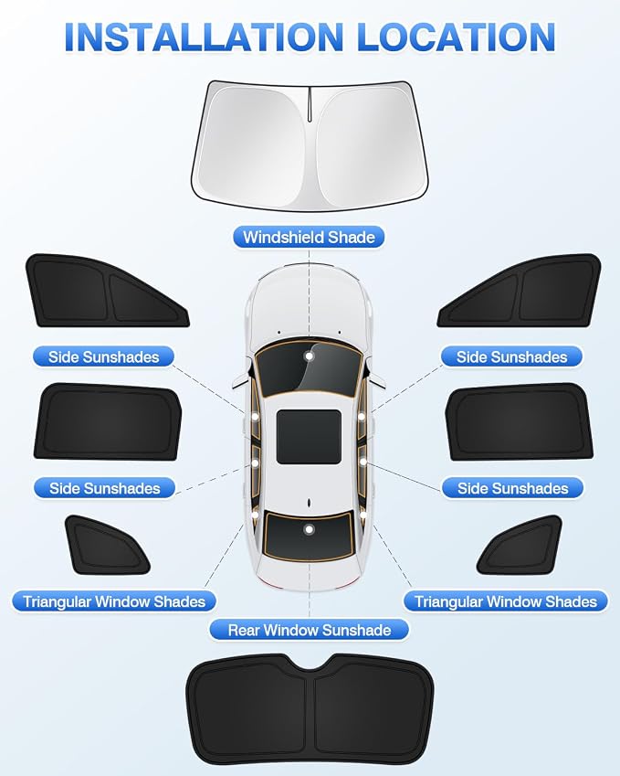 Canvcle Sunshades for Honda CRV 2023-2025 2026 CR-V Accessories Windshield Sun Shade Side Rear Window Shade Cover Sun Visor Shield Privacy Protection Keep Vehicle Cool Black 8PCS - Image 5